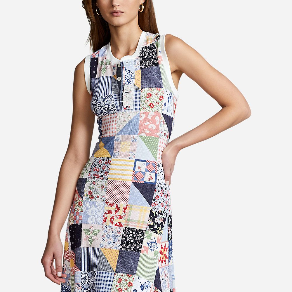Slv Qlt Rwie-Sleeveless-Day Dress Quilt Print