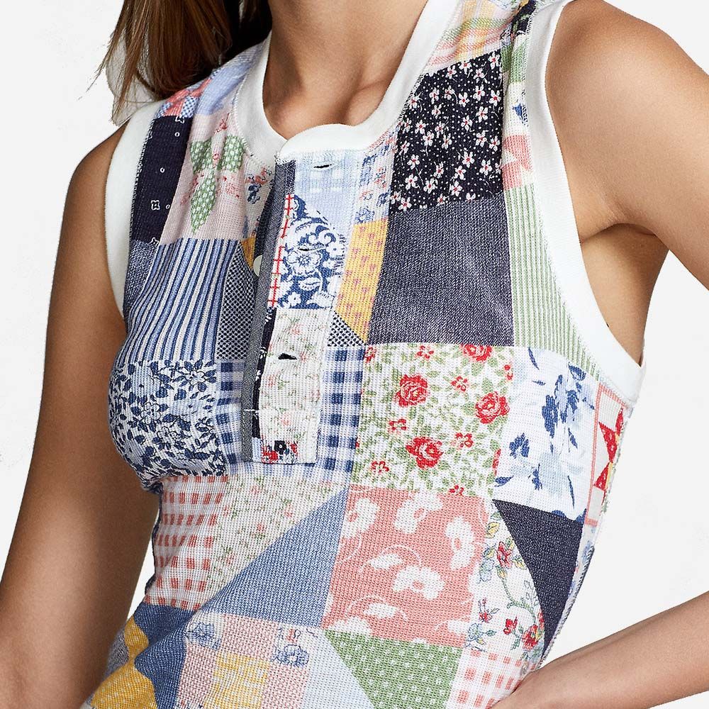 Slv Qlt Rwie-Sleeveless-Day Dress Quilt Print