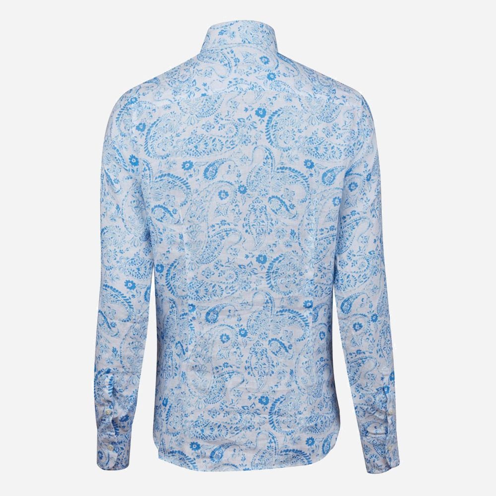Sofie Shirt Blue Pattern Linen