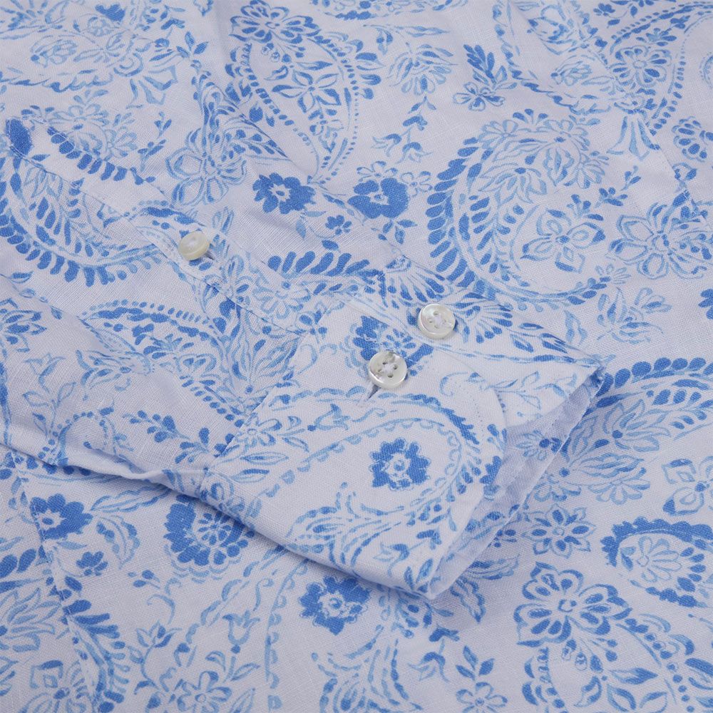 Sofie Shirt Blue Pattern Linen
