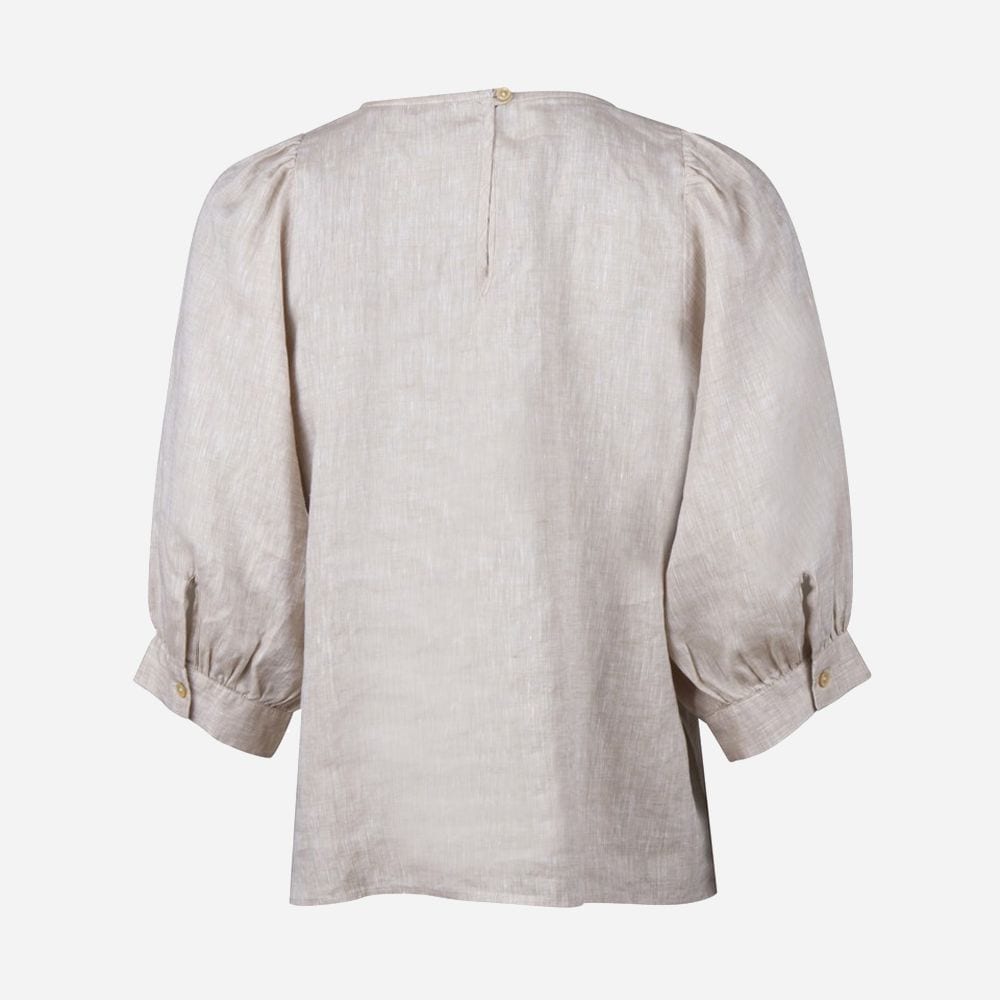 Carmen Blouse Beige Linen