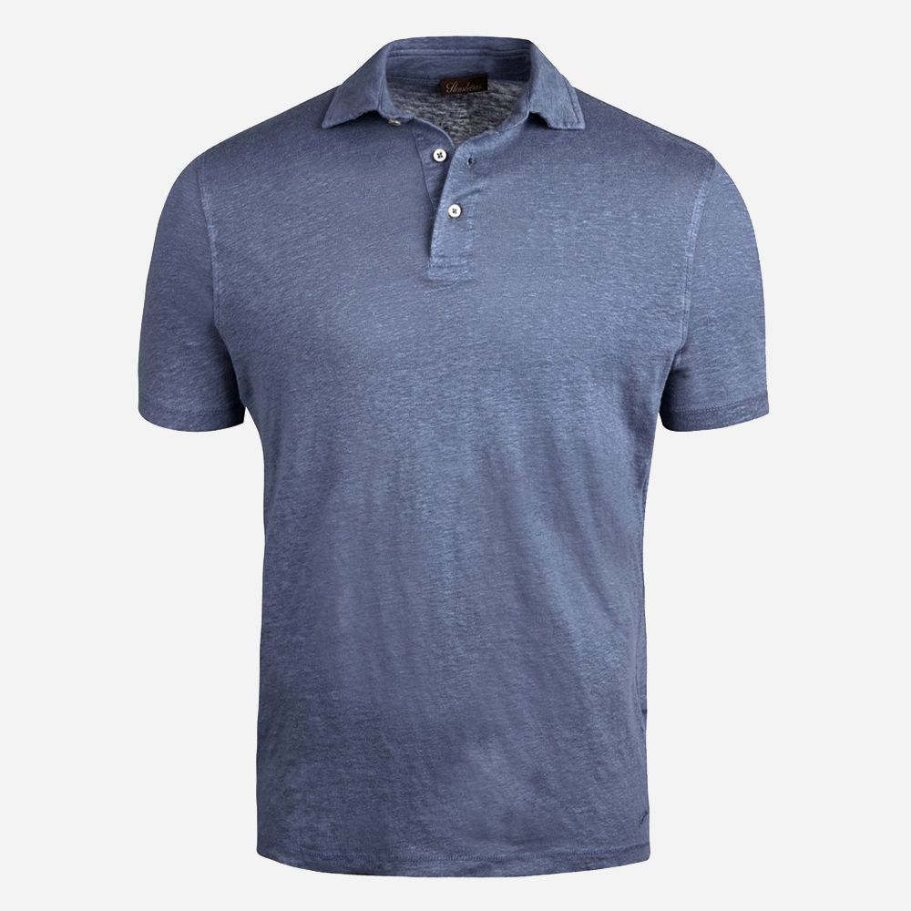 Linen Polo Shirt 160 Blå