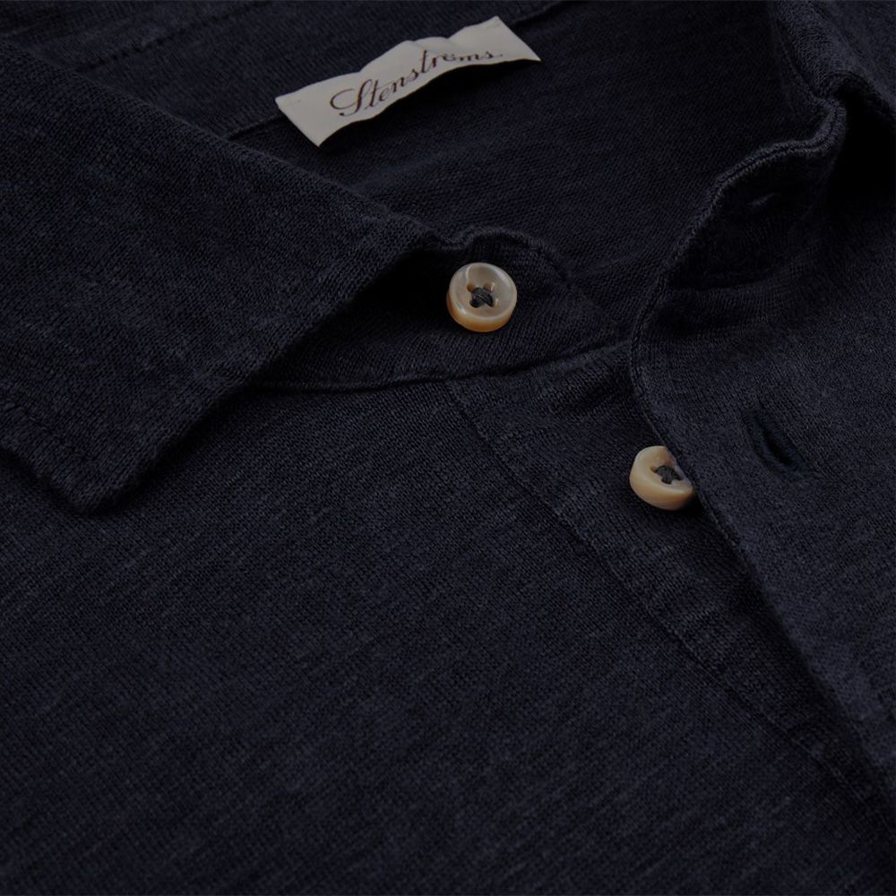 Linen Polo Shirt 600 Sort