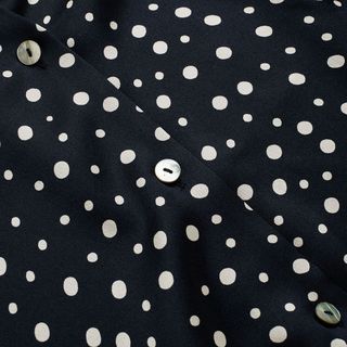 Tossed Dot Fitted Collar Blouse - Deep Marine