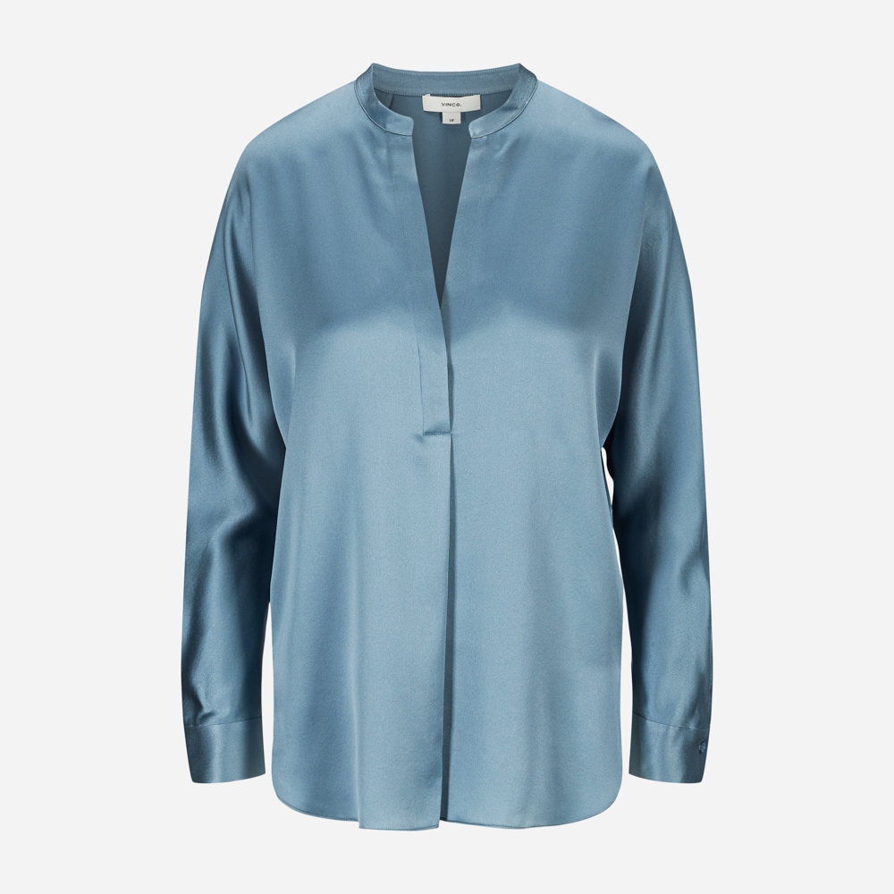 Band Collar Blouse - Lake