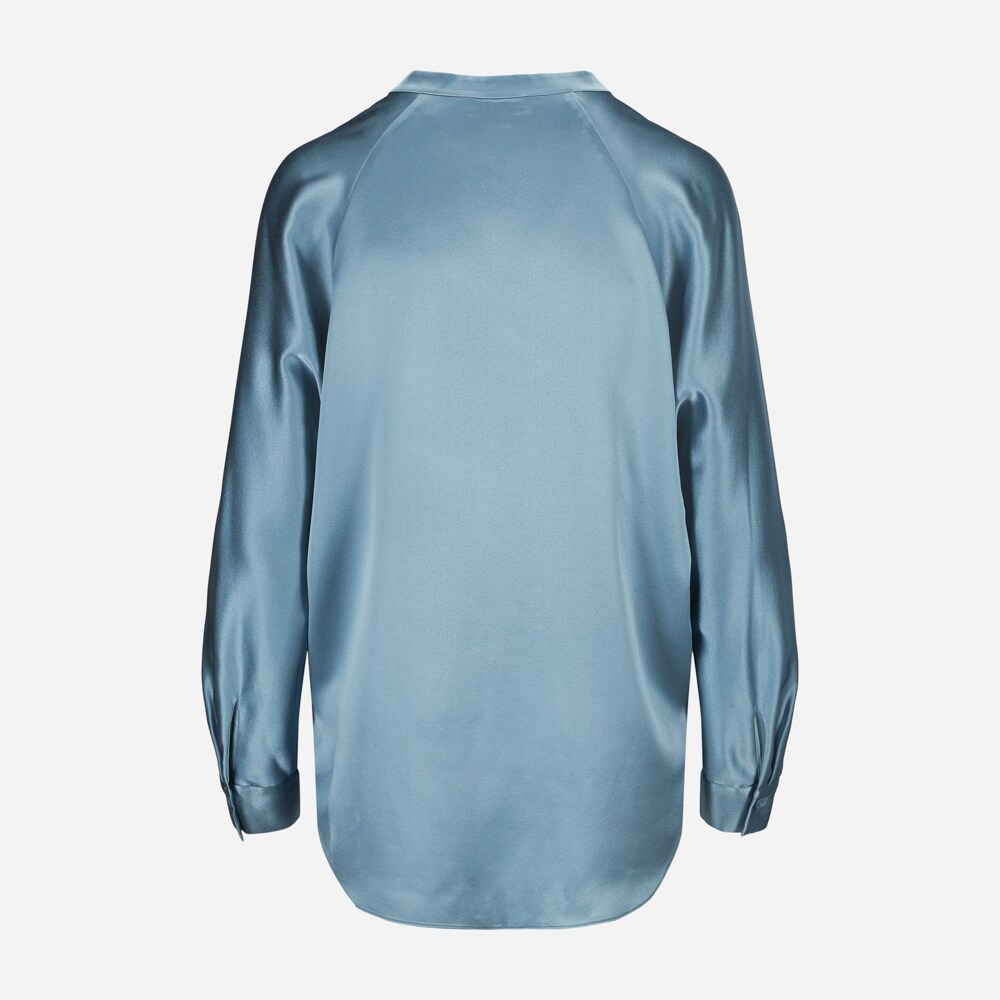 Band Collar Blouse - Lake