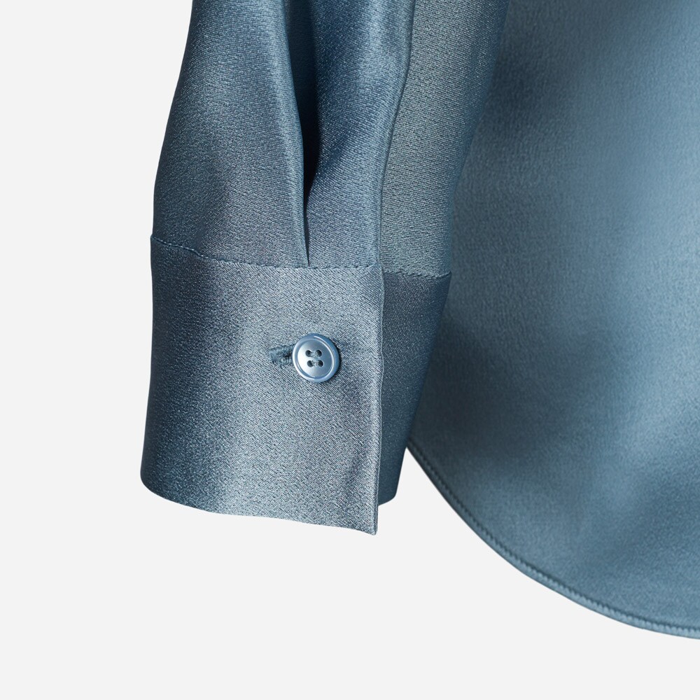 Band Collar Blouse - Lake