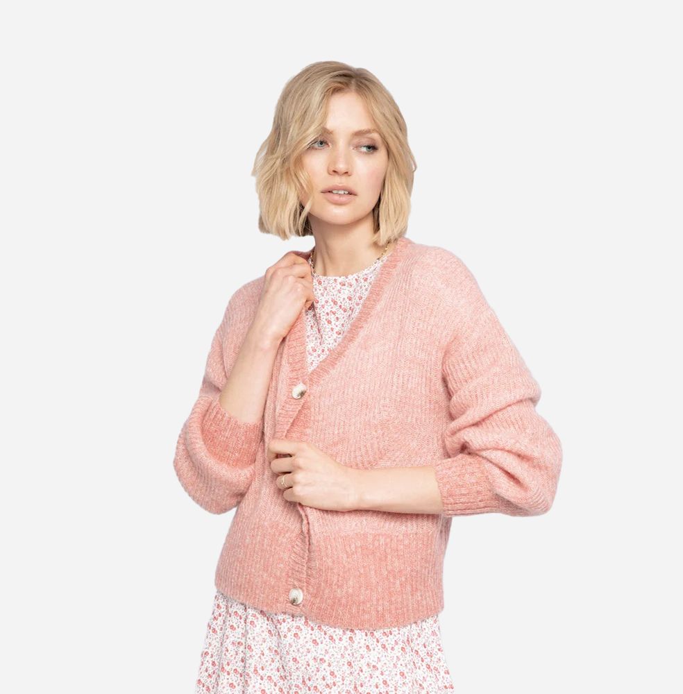 Bora Knit Cardigan Blush Melange