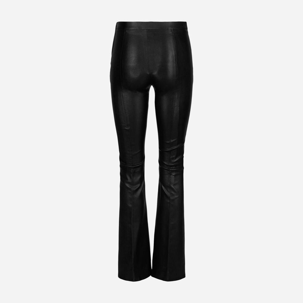 Tyson Reg Flare Leather Pants Black