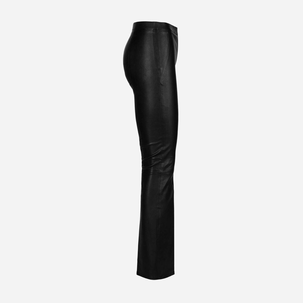 Tyson Reg Flare Leather Pants Black