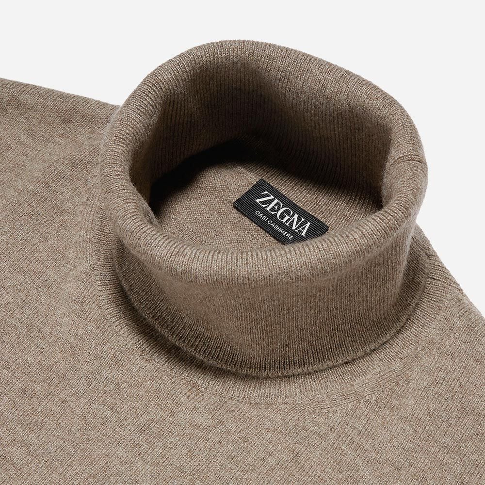 Turtle Neck Knitwear - Lt Beige Sld