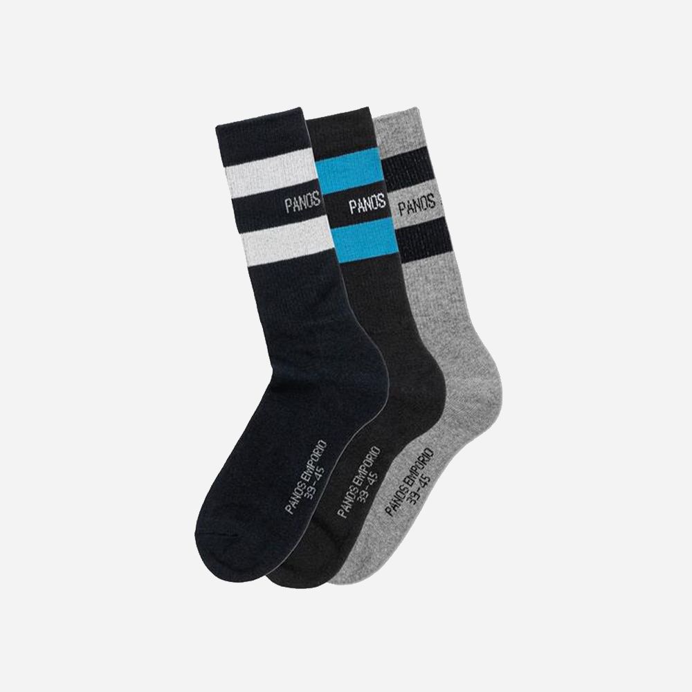 Pe 3pk Sports Stripe Black/Marine Blue/Grey Htr