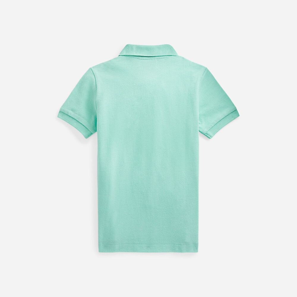 Cotton Mesh Polo Shirt 2-6y Aqua Verde