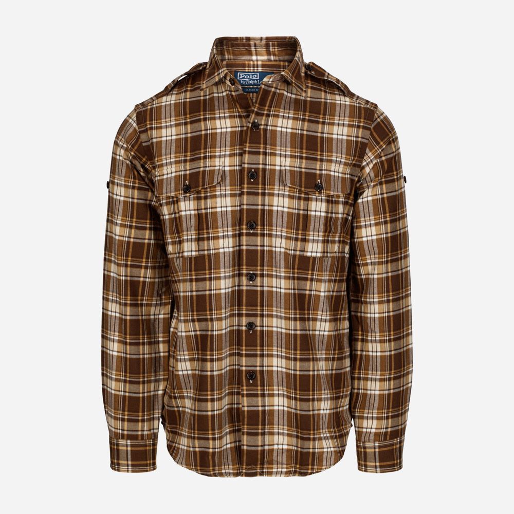 Clrngrs-Long Sleeve-Sport Shirt 5706 Brown/Khaki Multi