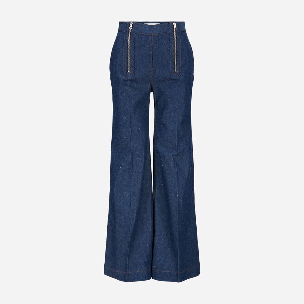Zip Detail Flare Jean Serge Blue