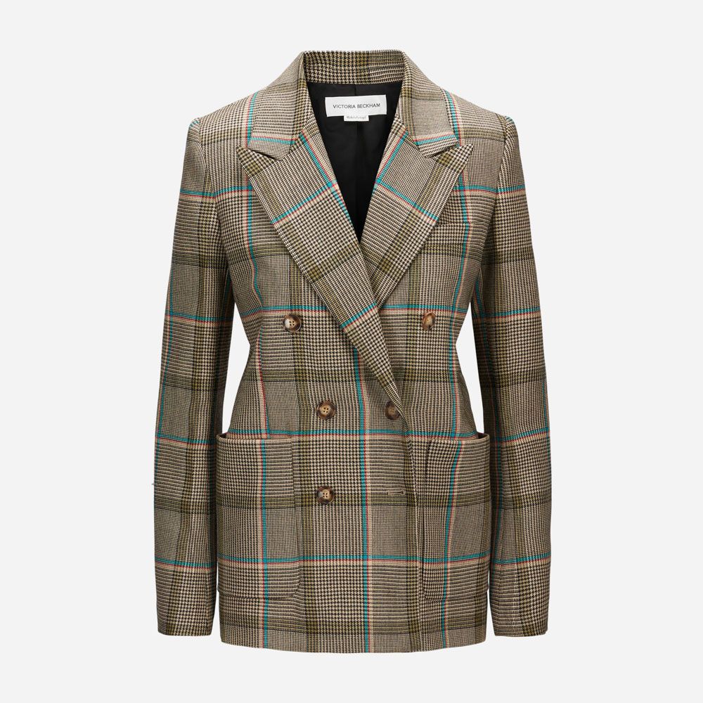 Tailored Double Breasted Jacket Turquoise/Olive