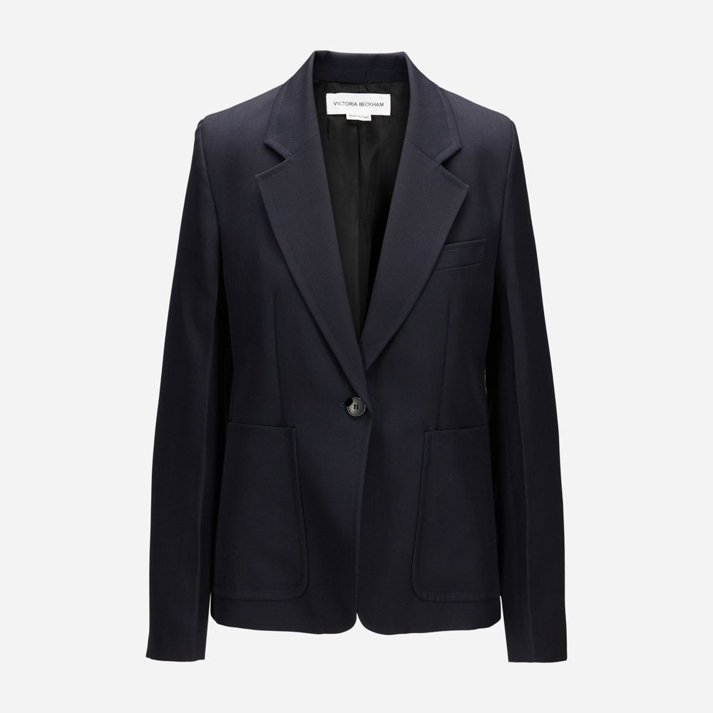 Fitted Single-Breasted Jacket Dark Navy