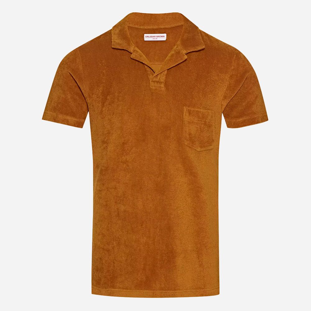 Terry Towelling Polo Shirt - Amber