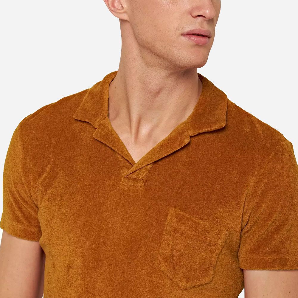 Terry Towelling Polo Shirt - Amber