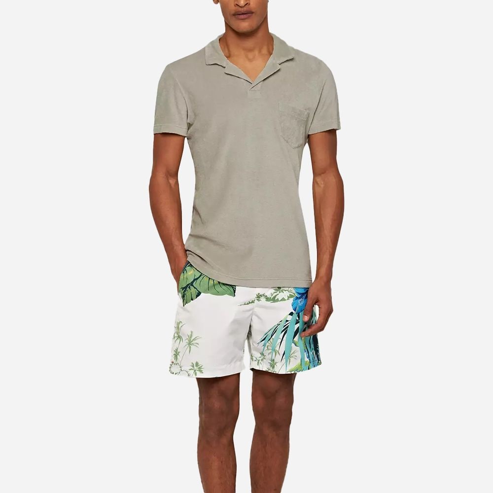 Terry Towelling Polo Shirt - Cliff Grey