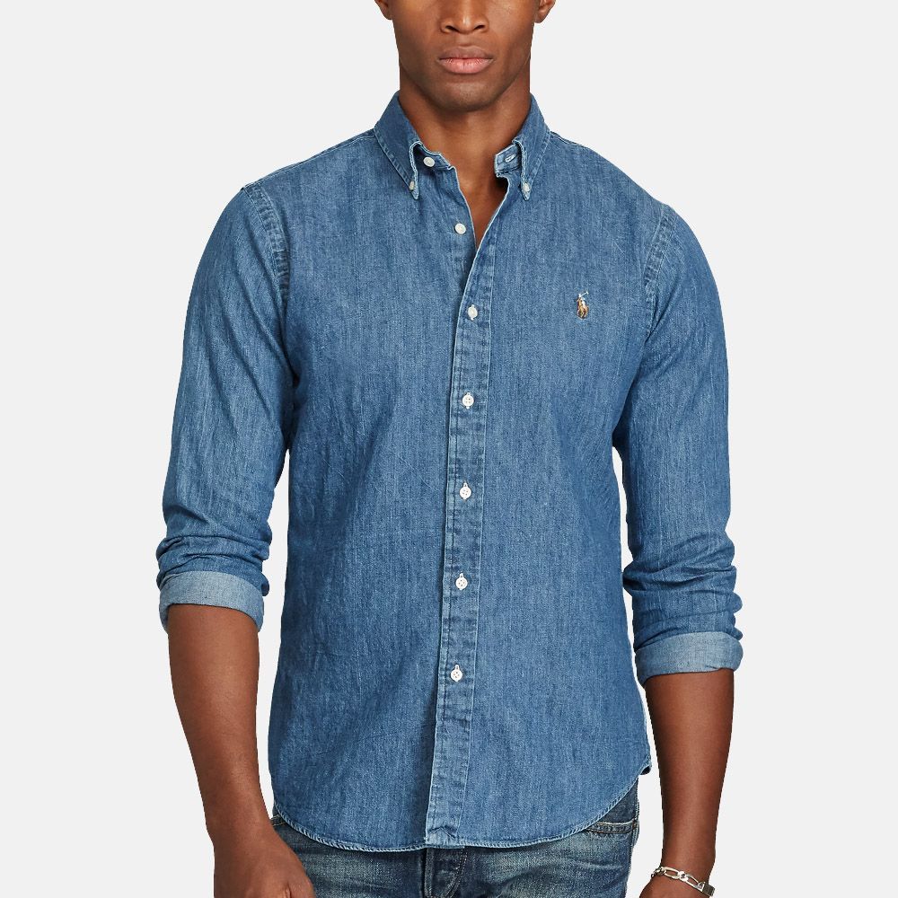 Slim Fit Denim Shirt - Dark Wash