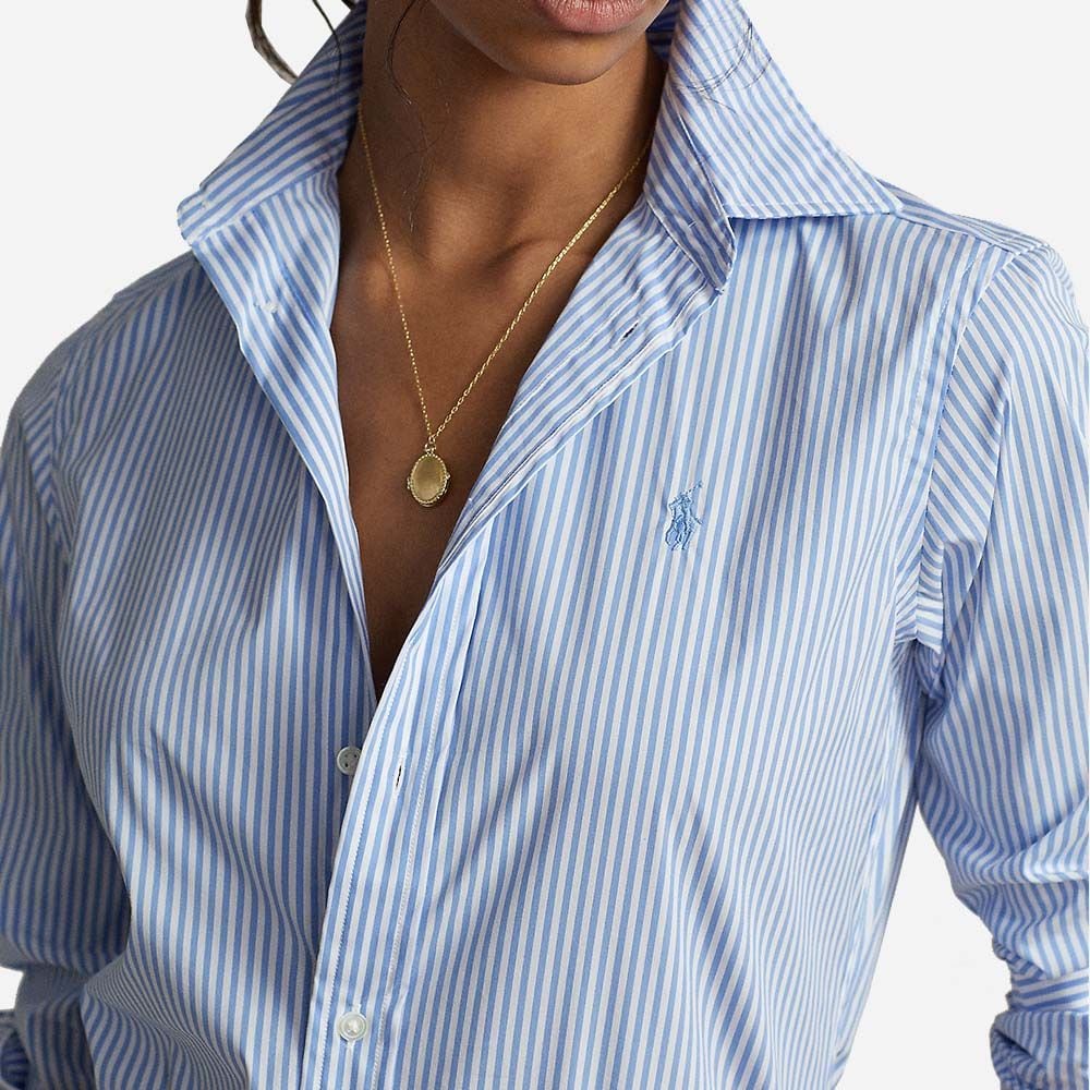 Anrw Georgia-Slim-Long Sleeve-Shirt 511c Medium Blue/White