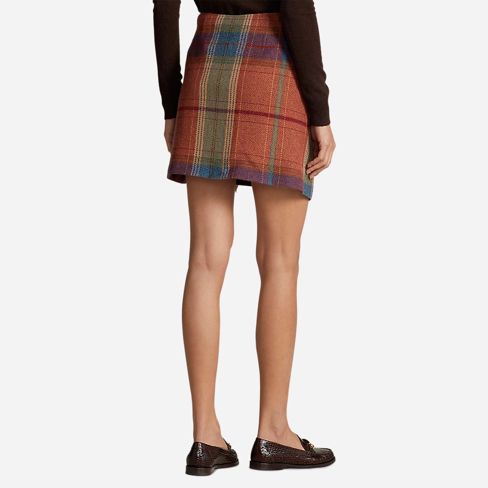 S Wrp Sk-Mini-A Line Burnt Orange Plaid