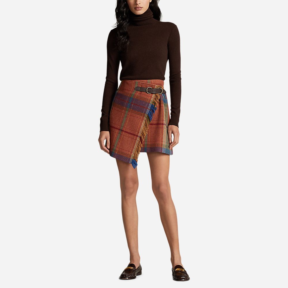 S Wrp Sk-Mini-A Line Burnt Orange Plaid
