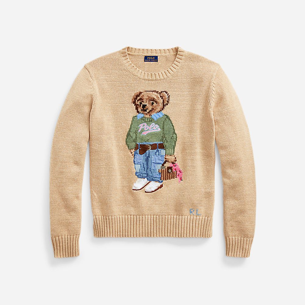 Nw Orls Bear-Long Sleeve-Pullover Tan Multi