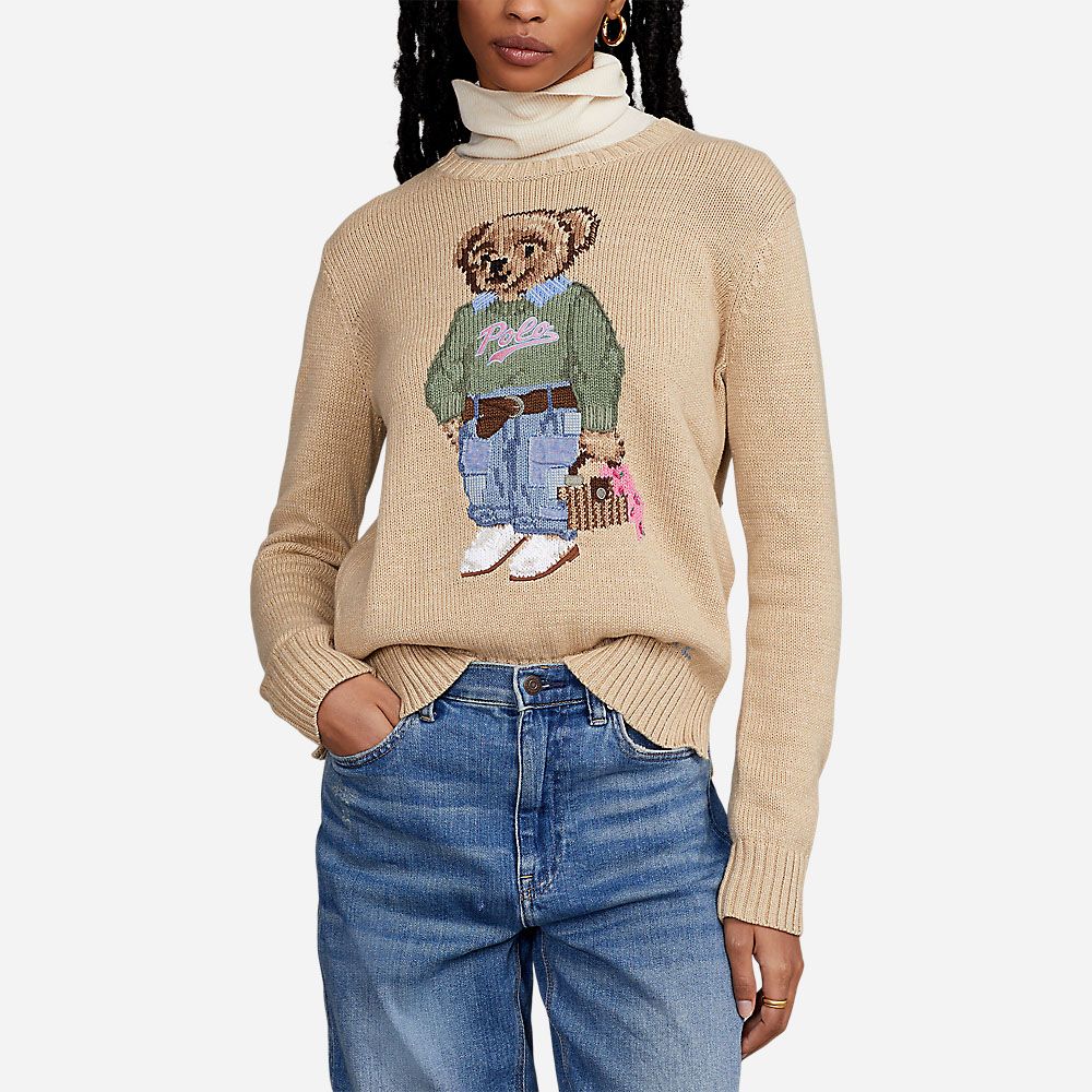 Nw Orls Bear-Long Sleeve-Pullover Tan Multi