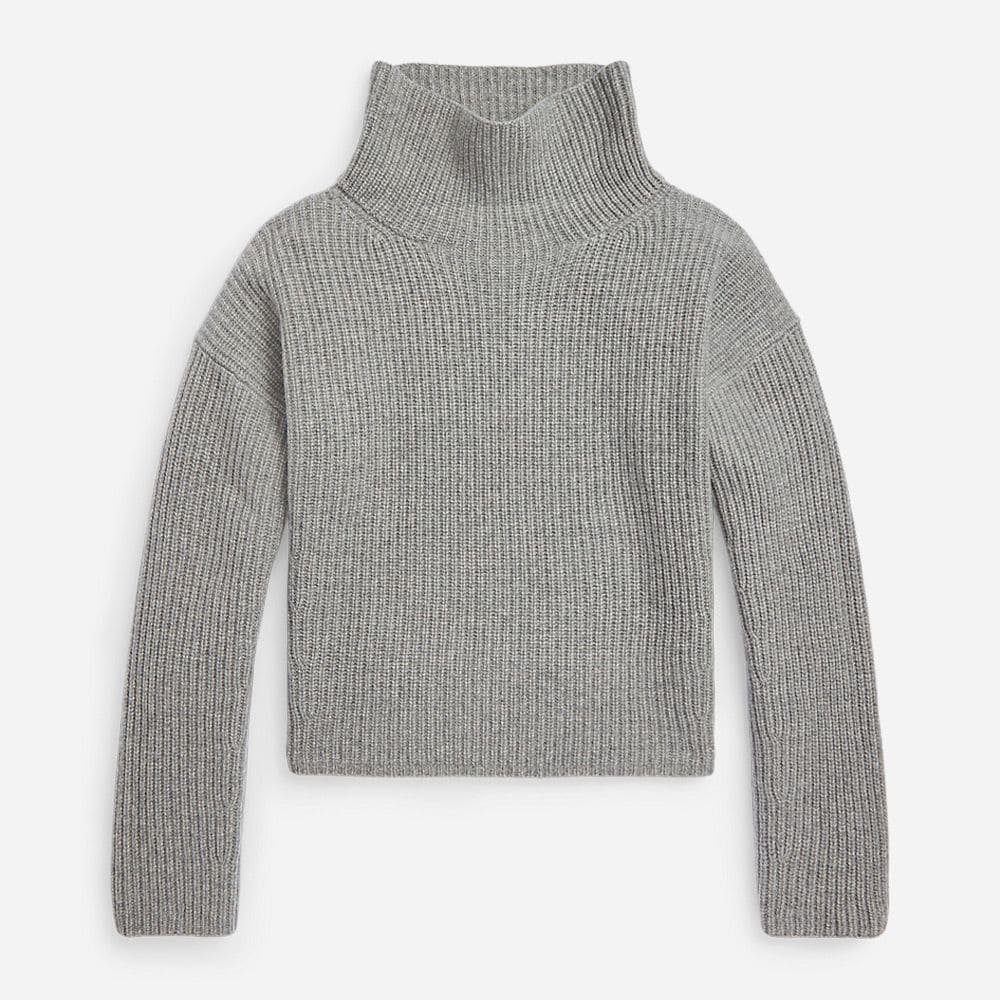 Wool-Cashmere Mockneck Sweater Fawn Grey Heather