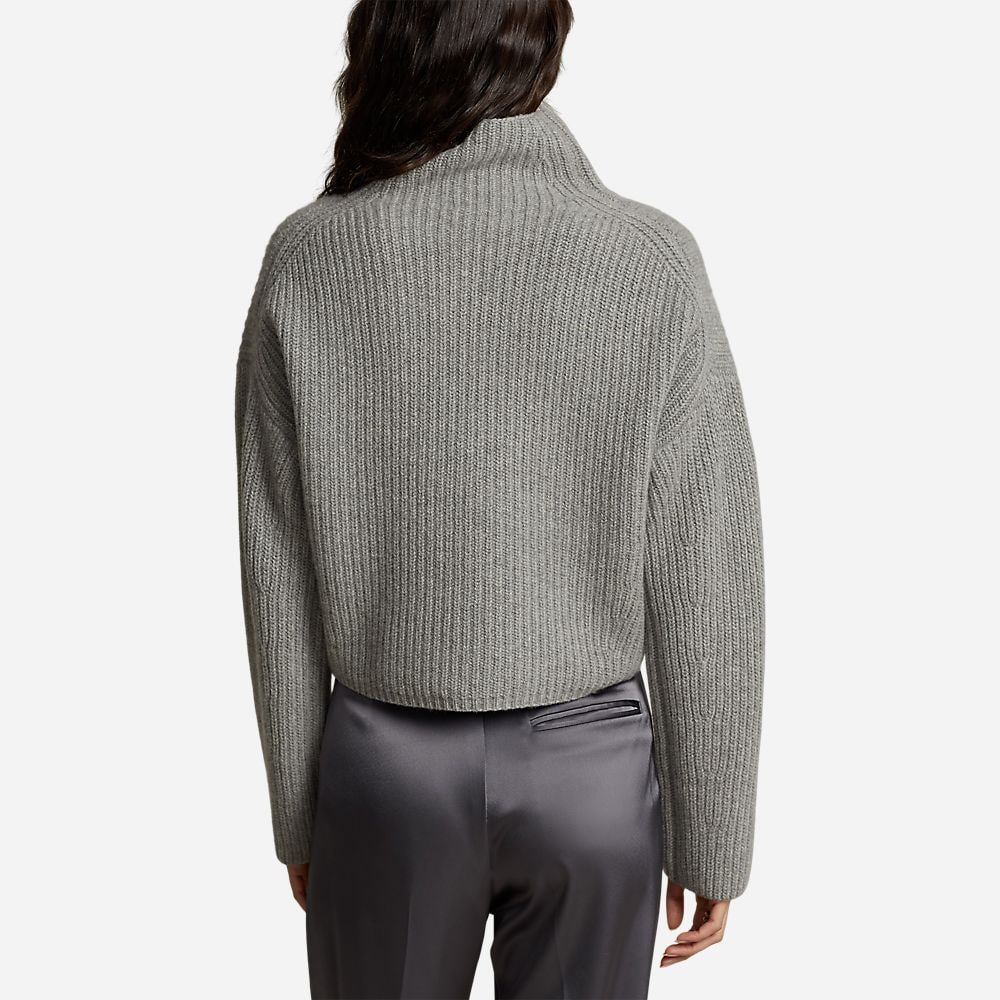 Wool-Cashmere Mockneck Sweater Fawn Grey Heather