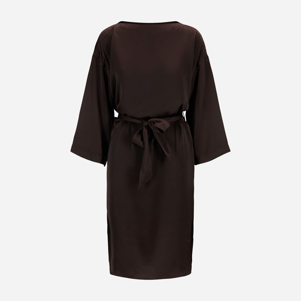 Ls Brtn Dr-Long Sleeve-Day Dress Circuit Brown