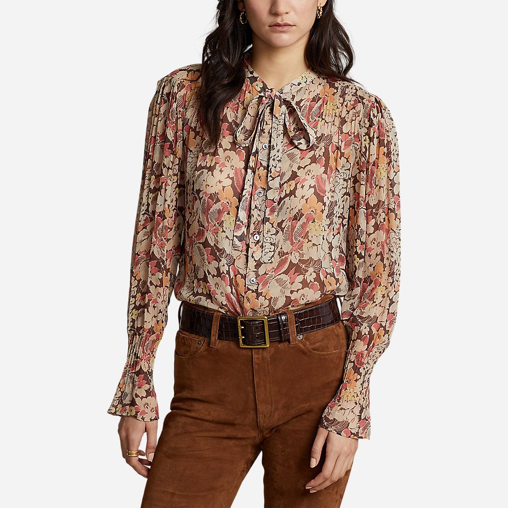 Ls Hrley St-Long Sleeve-Blouse Fall Floral