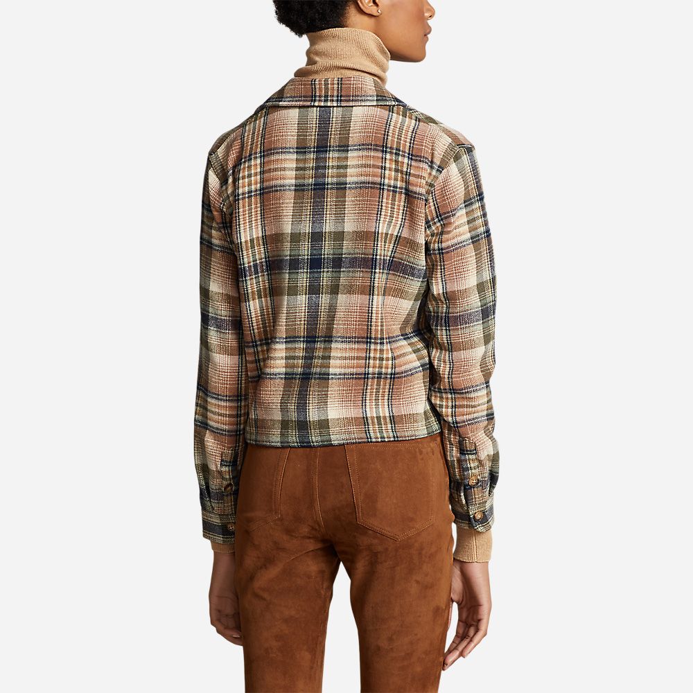 Ls Trvis St-Long Sleeve-Button Front Shirt Brown Olive Multi Plaid