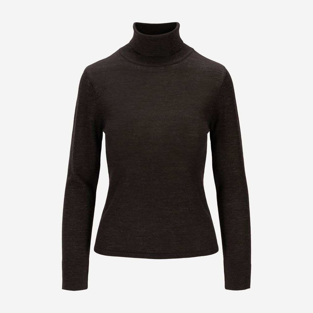 Merino Turtleneck Sweater Dark Brown Melange