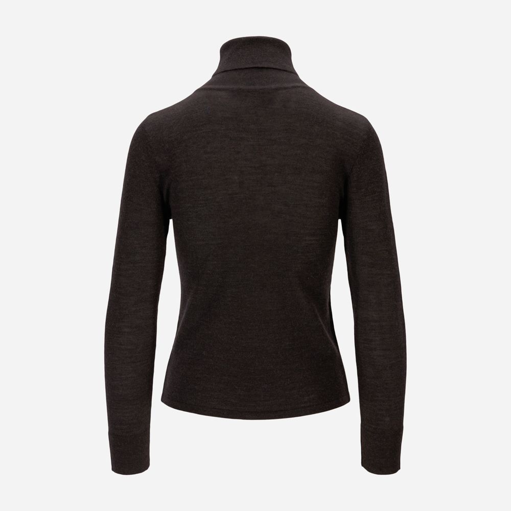 Merino Turtleneck Sweater Dark Brown Melange
