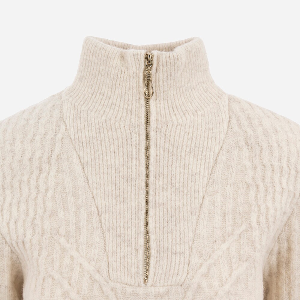 Shalow Zip Sweater 175 Butter Cream
