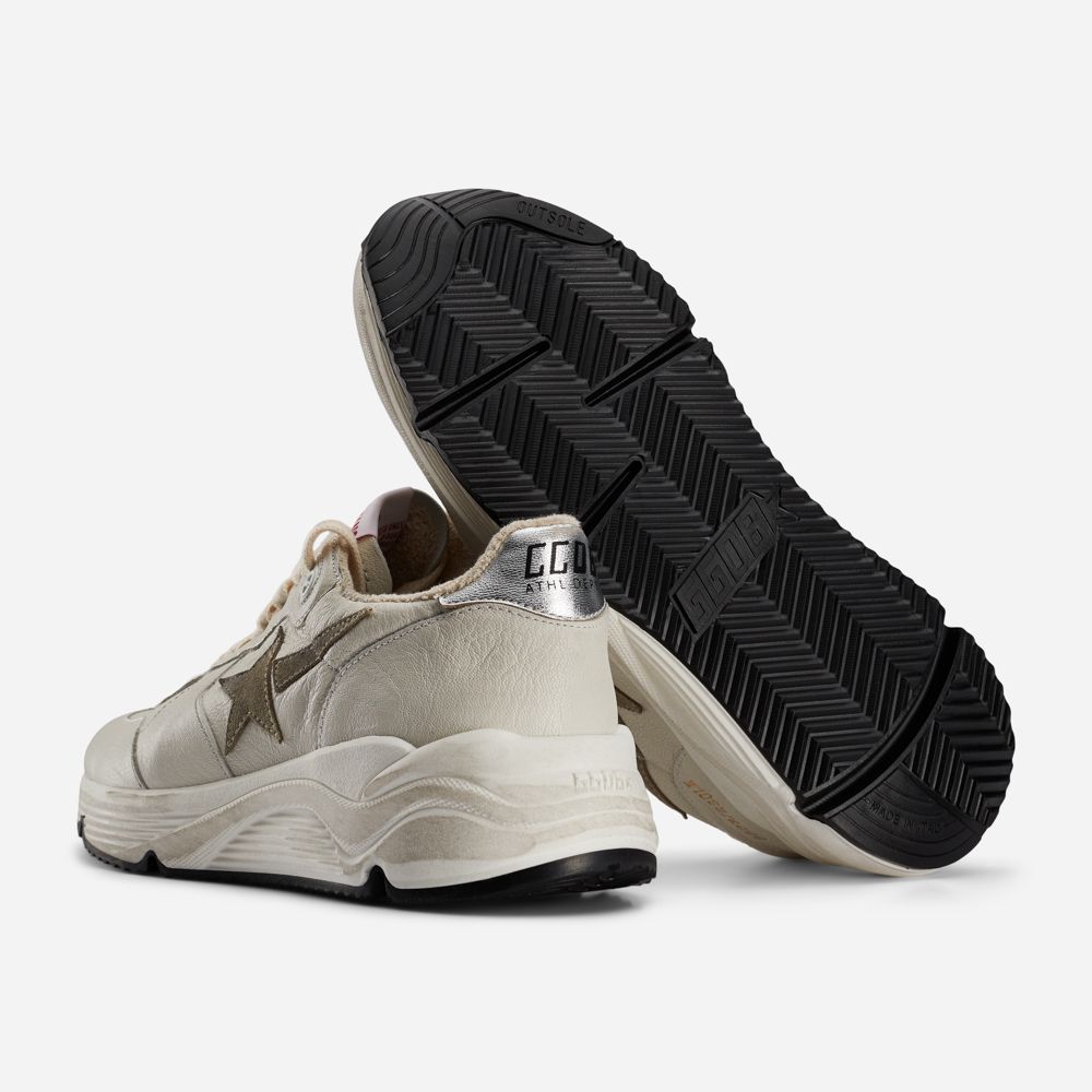 Running Sole Leather Star - White/Taupe/Silver