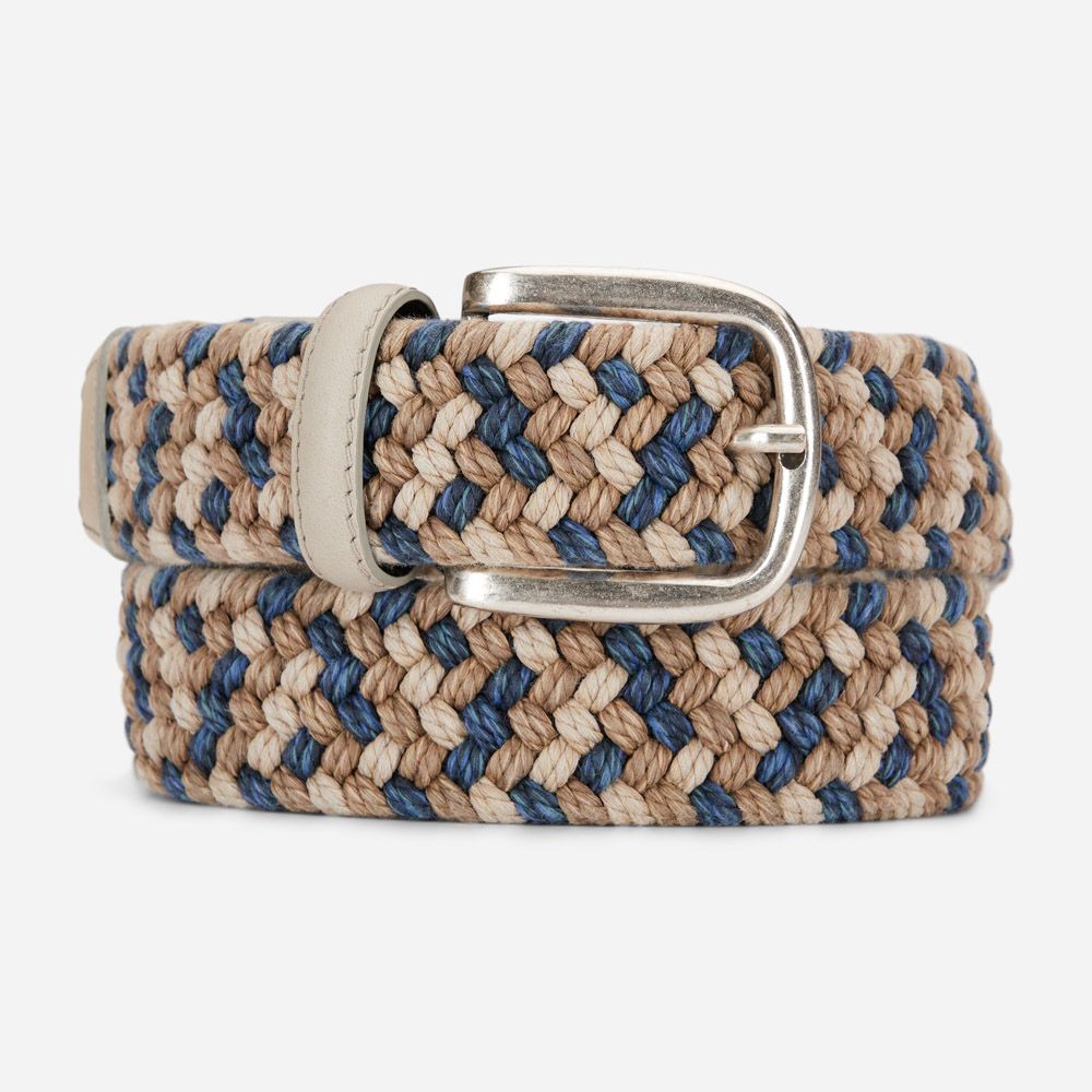 Braided With Suede - Beige/Blue