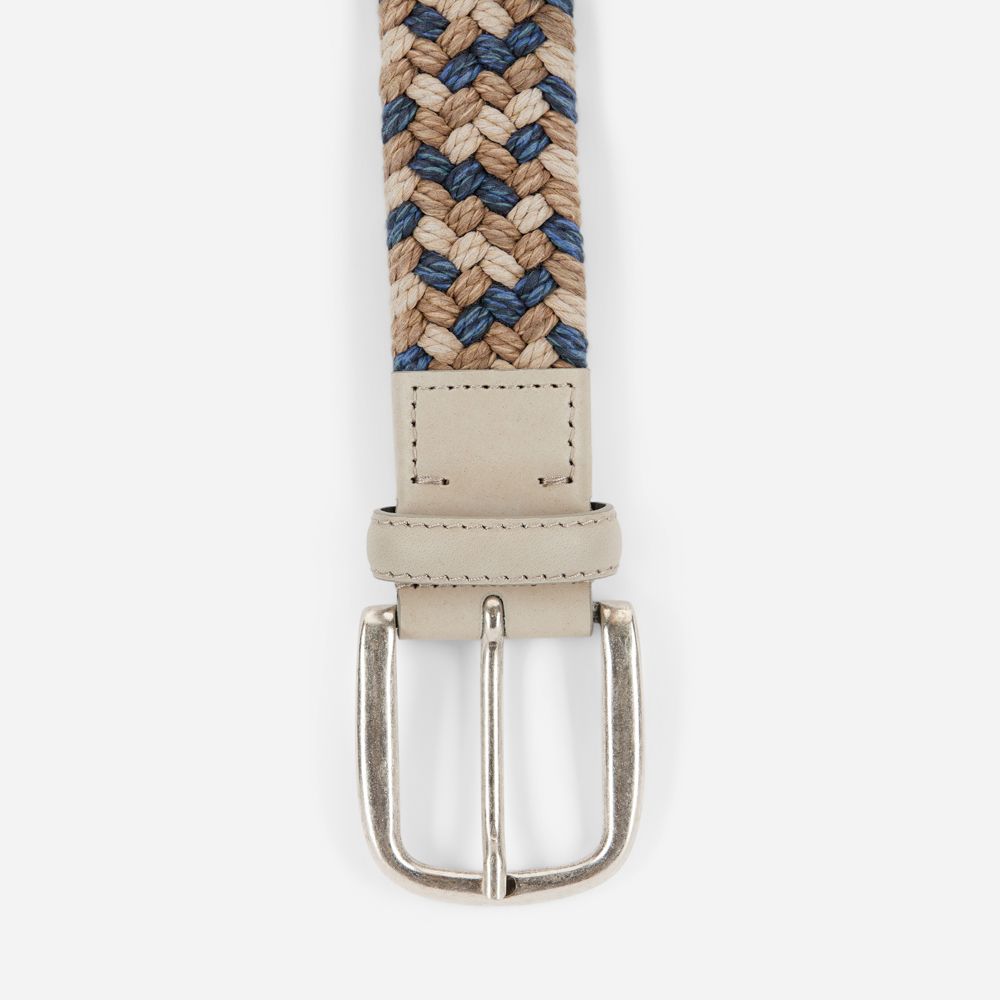 Braided With Suede - Beige/Blue