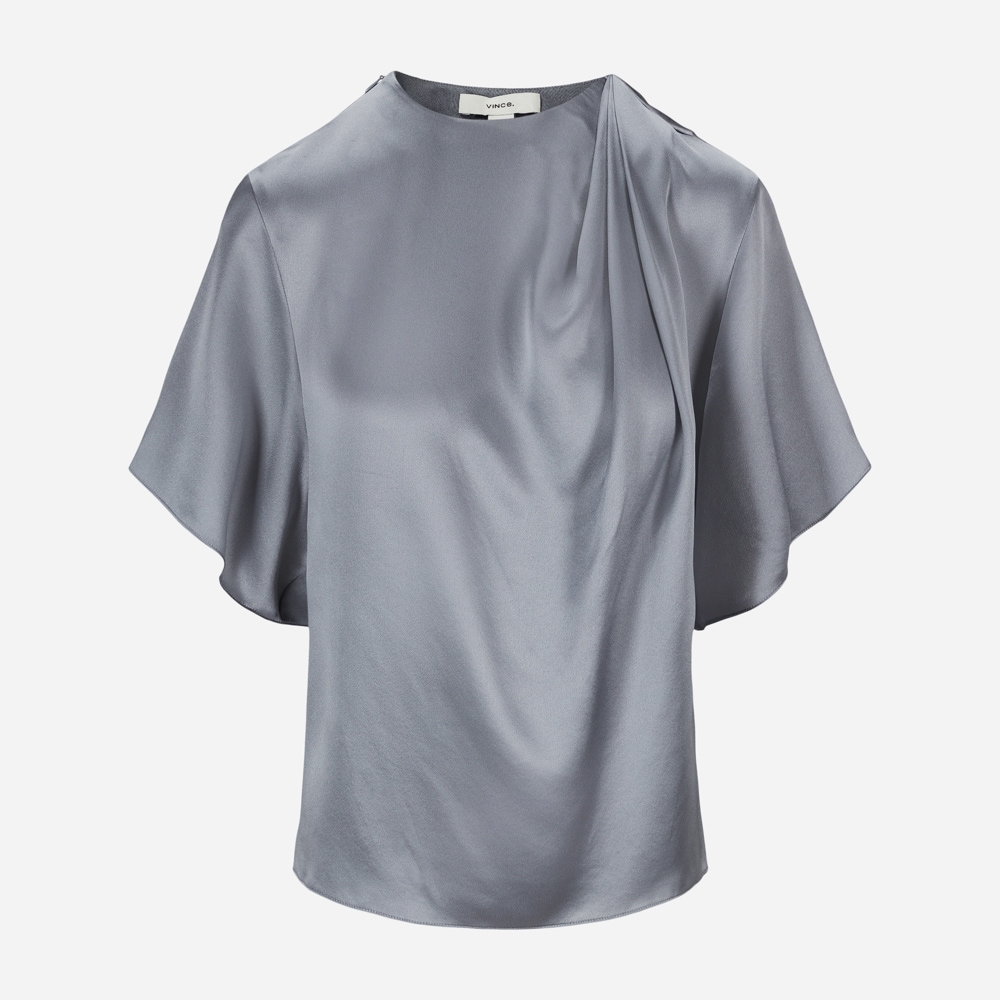 Flutter Slv Draped Nk Blouse Piero Blue