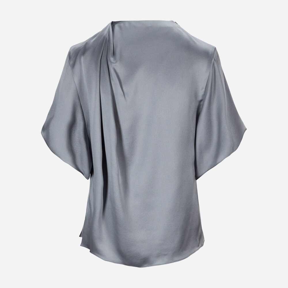 Flutter Slv Draped Nk Blouse Piero Blue