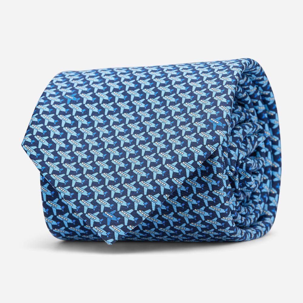 Tie Silk - Navy Fan