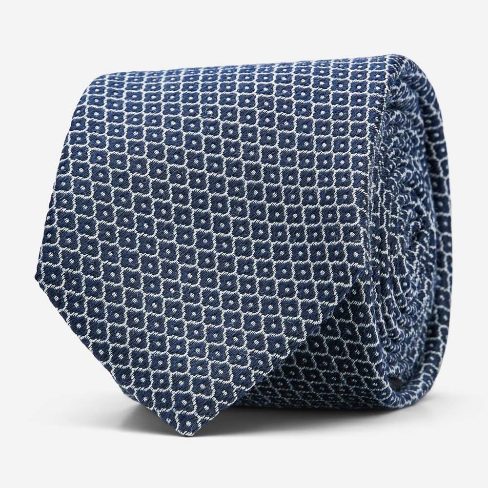 Tie Silk - Navy Micro Fan