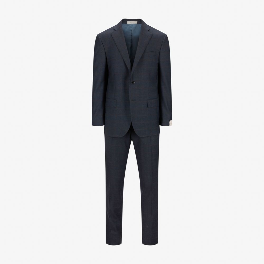 Suit 002 Navy/Brown Check