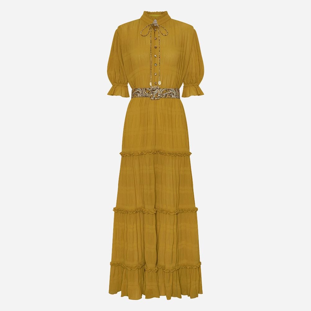 Poppy Maxi Mustard & White