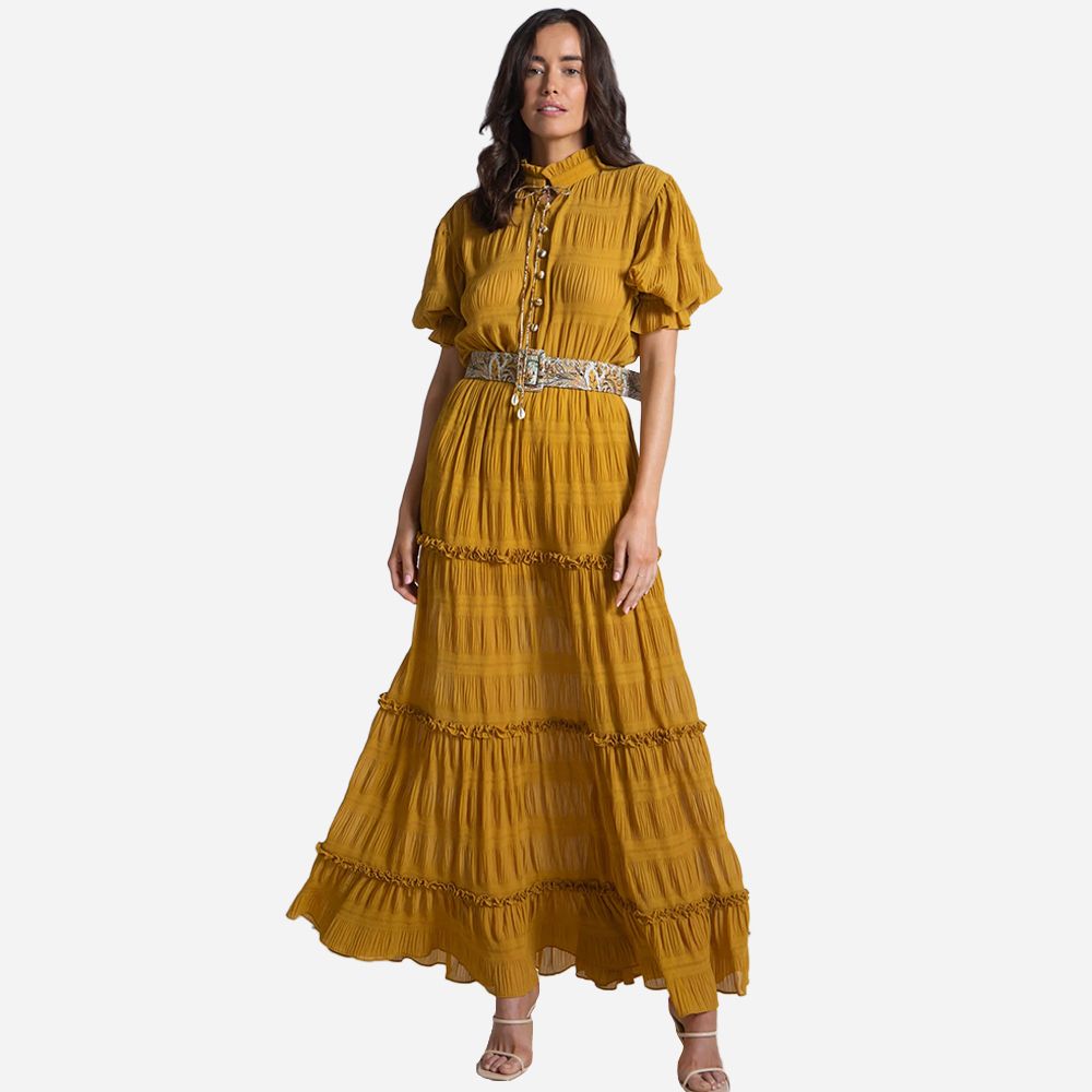 Poppy Maxi Mustard & White