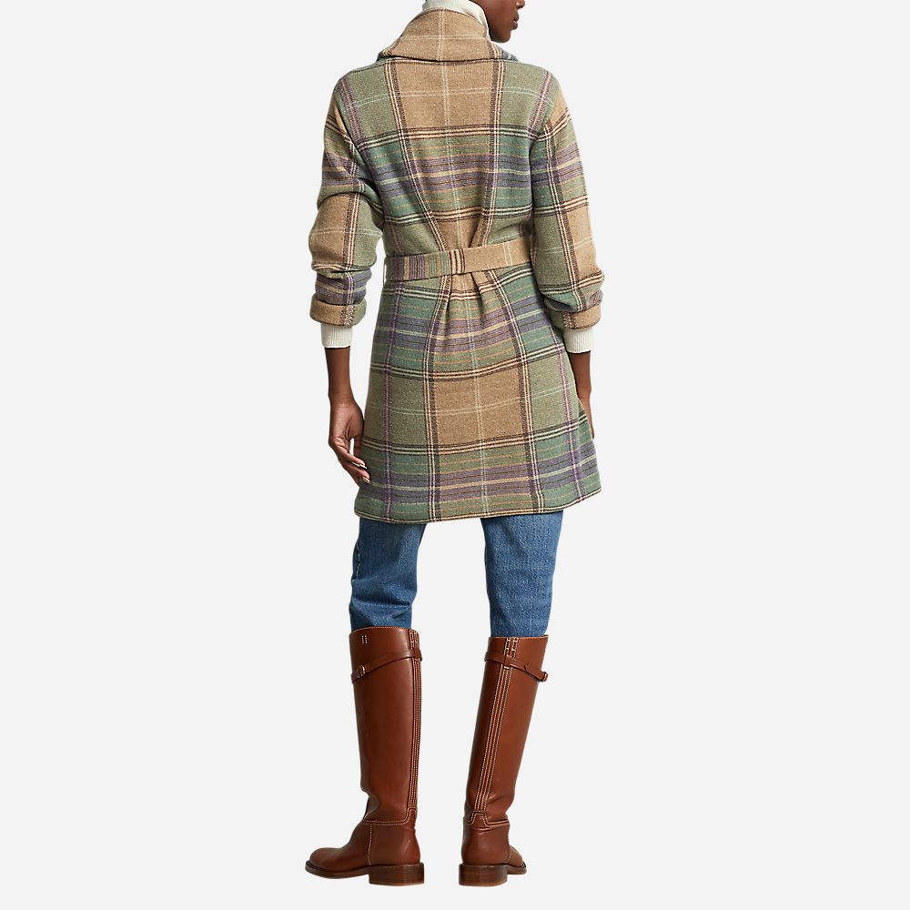Pld Cardigan-Long Sleeve-Cardigan Camel Plaid Multi