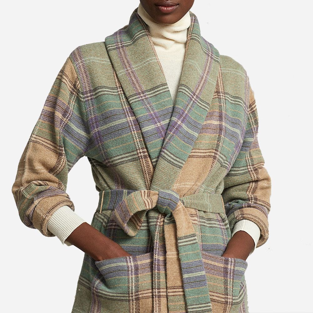 Pld Cardigan-Long Sleeve-Cardigan Camel Plaid Multi